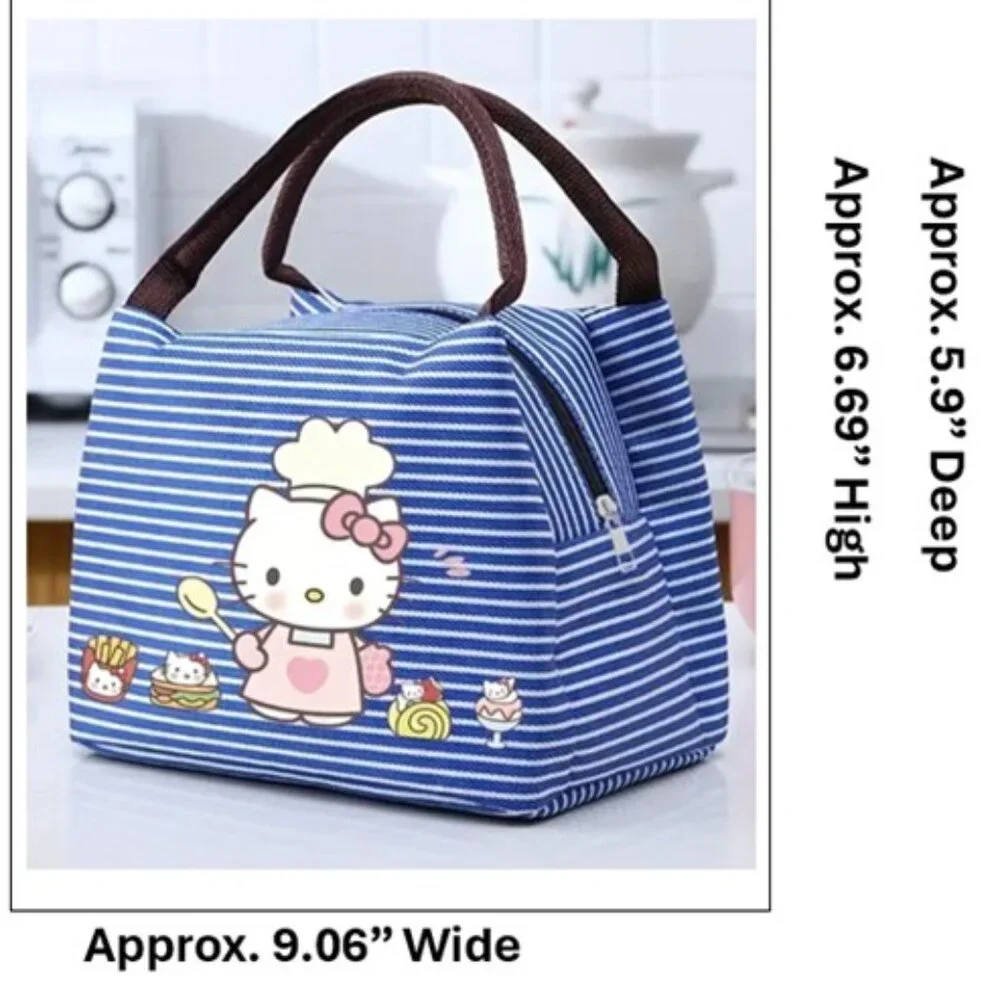 HELLO KITTY Blue & White Striped Insulated Lunch Tote (BRAND-NEW &‎ SUPER CUTE!)